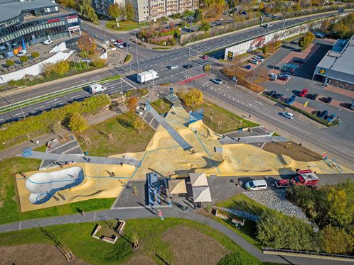 Skatepark Gorbitz aus der Vogelperspektive