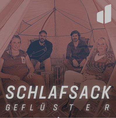 Grafik, welche 4 Männer in einem Zelt zeigt