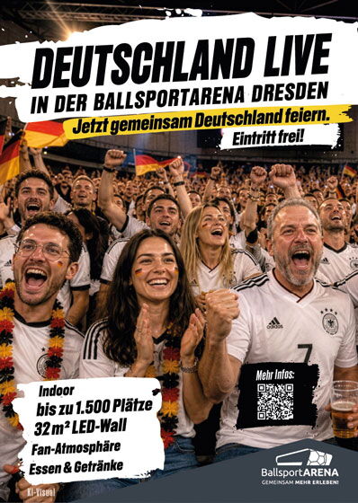 Ankündigungsplakat für Public Viewing in Dresden