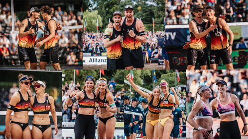 Collage mit Szenen aus dem Beachvolleyball