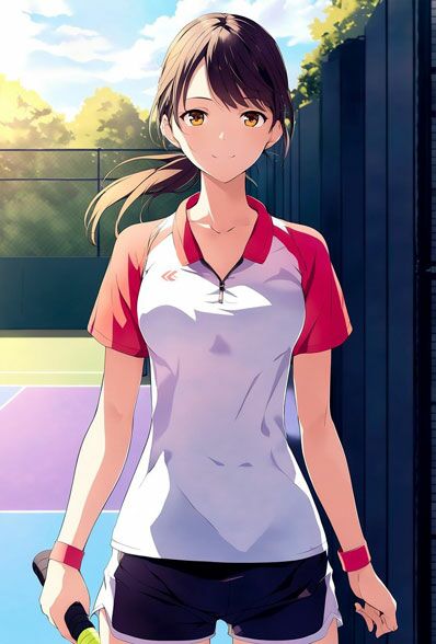 Zeichnung einer Tennisspieler im Manga-Stil