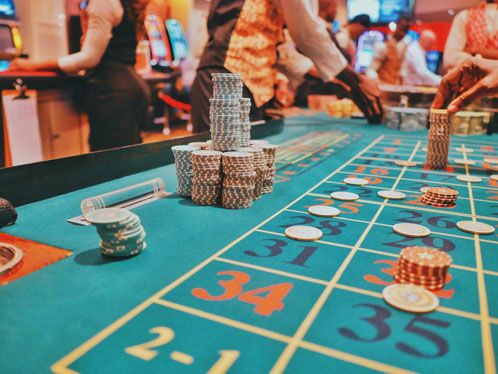 Rouletttisch mit Spielchips
