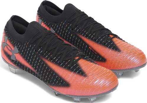 Schwarz-roter Fußballschuh Under Armour Shadow Elite 3 mit grauer Sohle