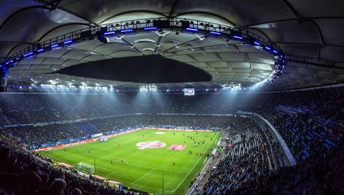 Fußballstadion aus Vogelperspektive