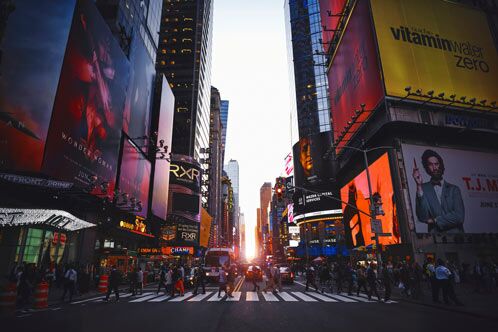Times Square New York bei Dämmerung