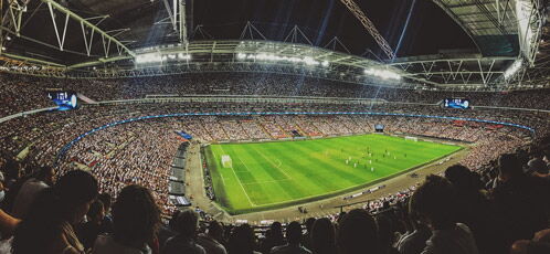 Fußballstadion aus Vogelperspektive