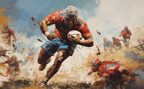 Rugbyspieler im Sprint
