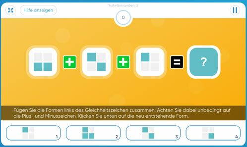 Screenshot der Übung Formgießen von Neuronation