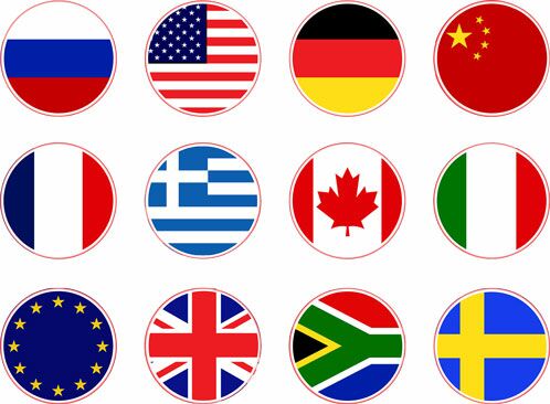 12 verschiedene Länderflaggen